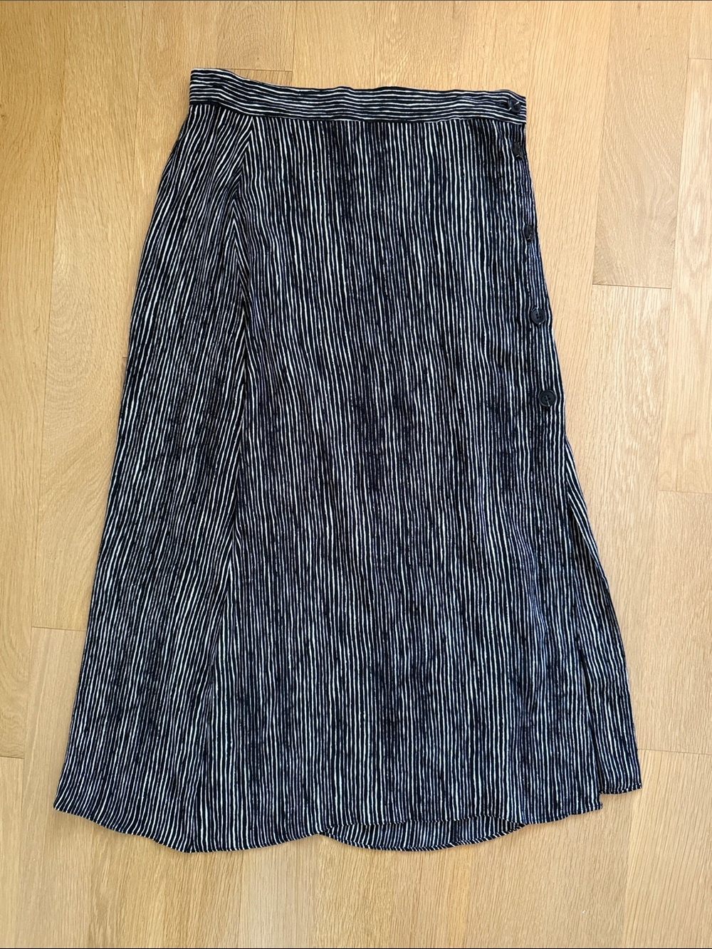 H&M Black and White Vertical Stripe Midi Skirt